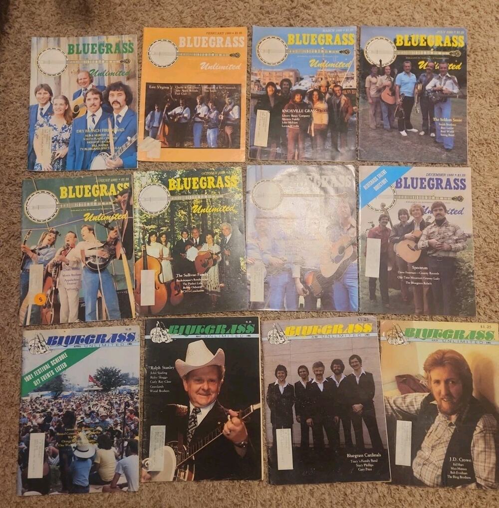Lot Of 12 Bluegrass Unlimited Magazines 1980 1981